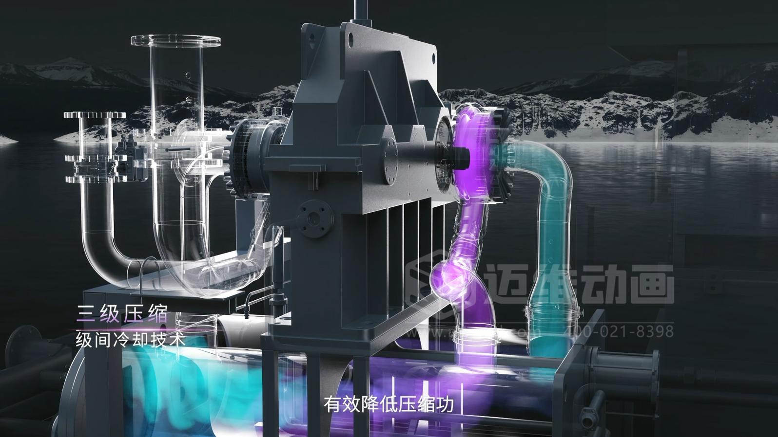 三維動畫賦能離心空壓機：破解技術展示難題，讓核心優(yōu)勢 ‘一目了然’(圖2)