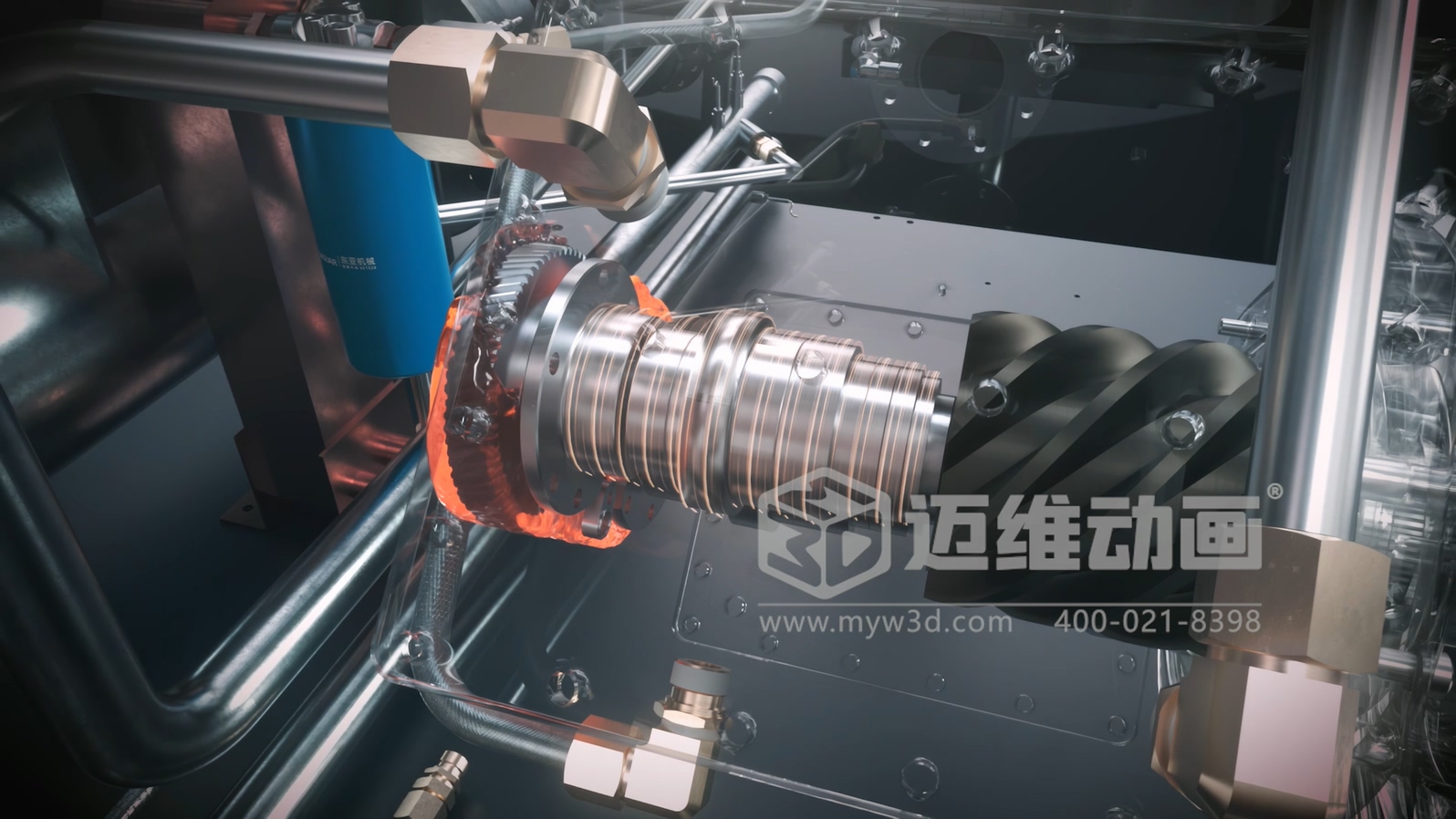 壓縮機(jī) “透視” 震撼來(lái)襲！三維動(dòng)畫(huà)拆解內(nèi)部結(jié)構(gòu)，系統(tǒng)原理看得見(jiàn)，核心材質(zhì)細(xì)節(jié)拉滿！(圖2)